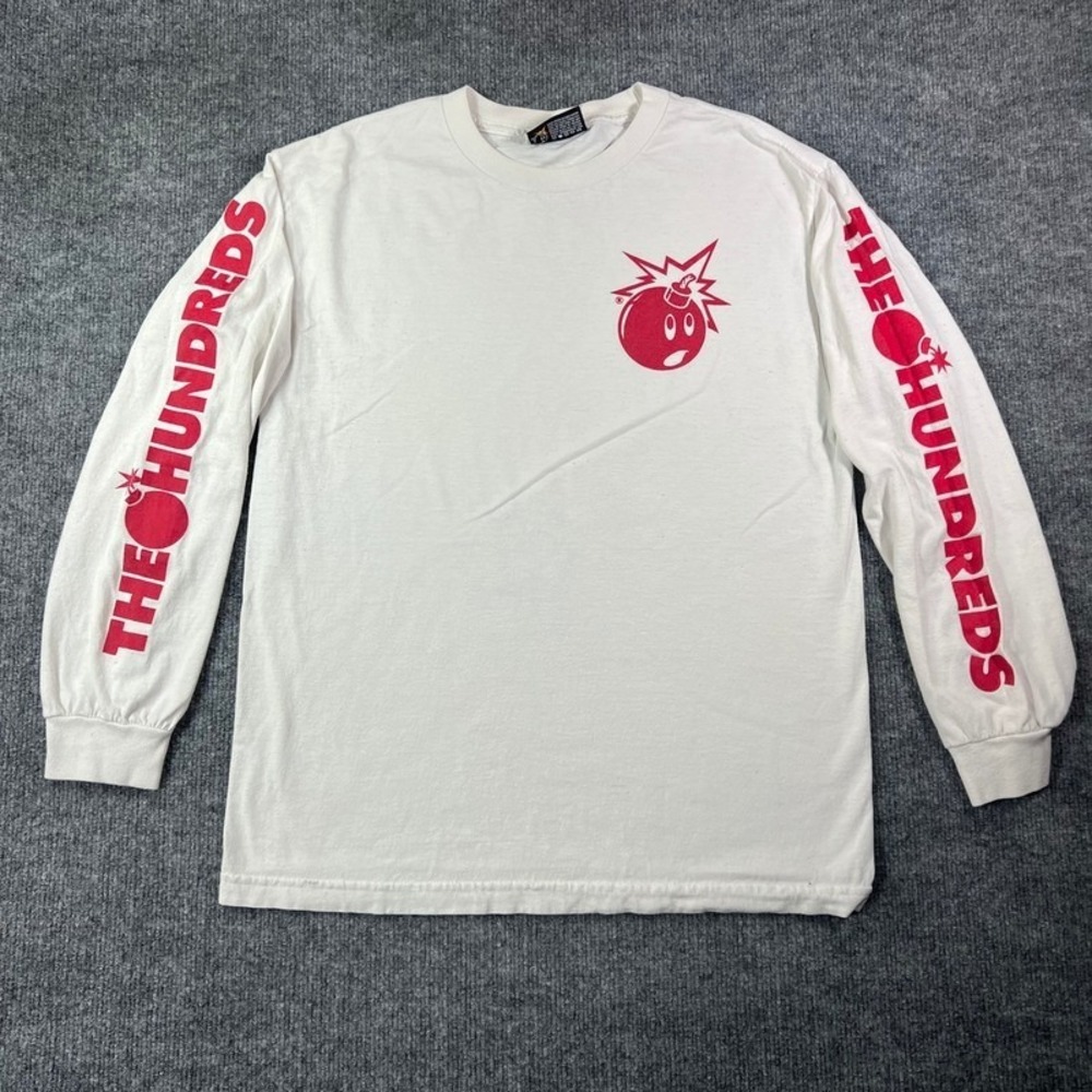 The Hundreds Adam Bomb Long Sleeve Graphic T-Shirt Mens White Red Streetwear M